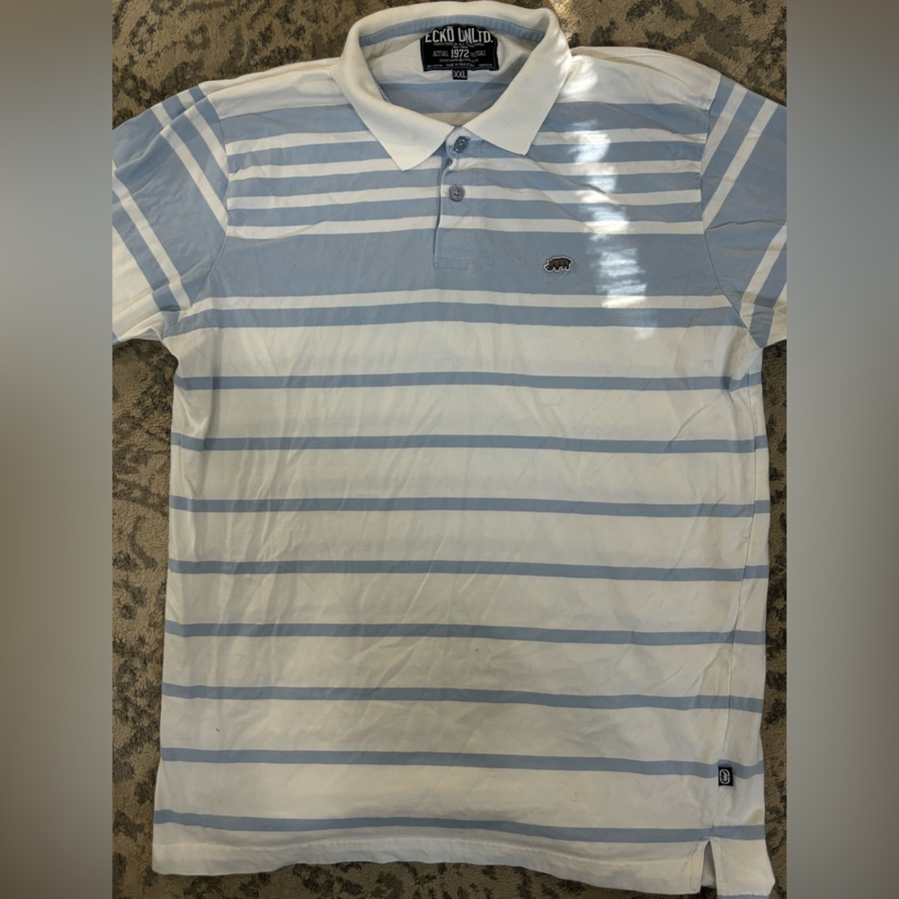 Ecko Unlimited Blue and White Polo Shirt